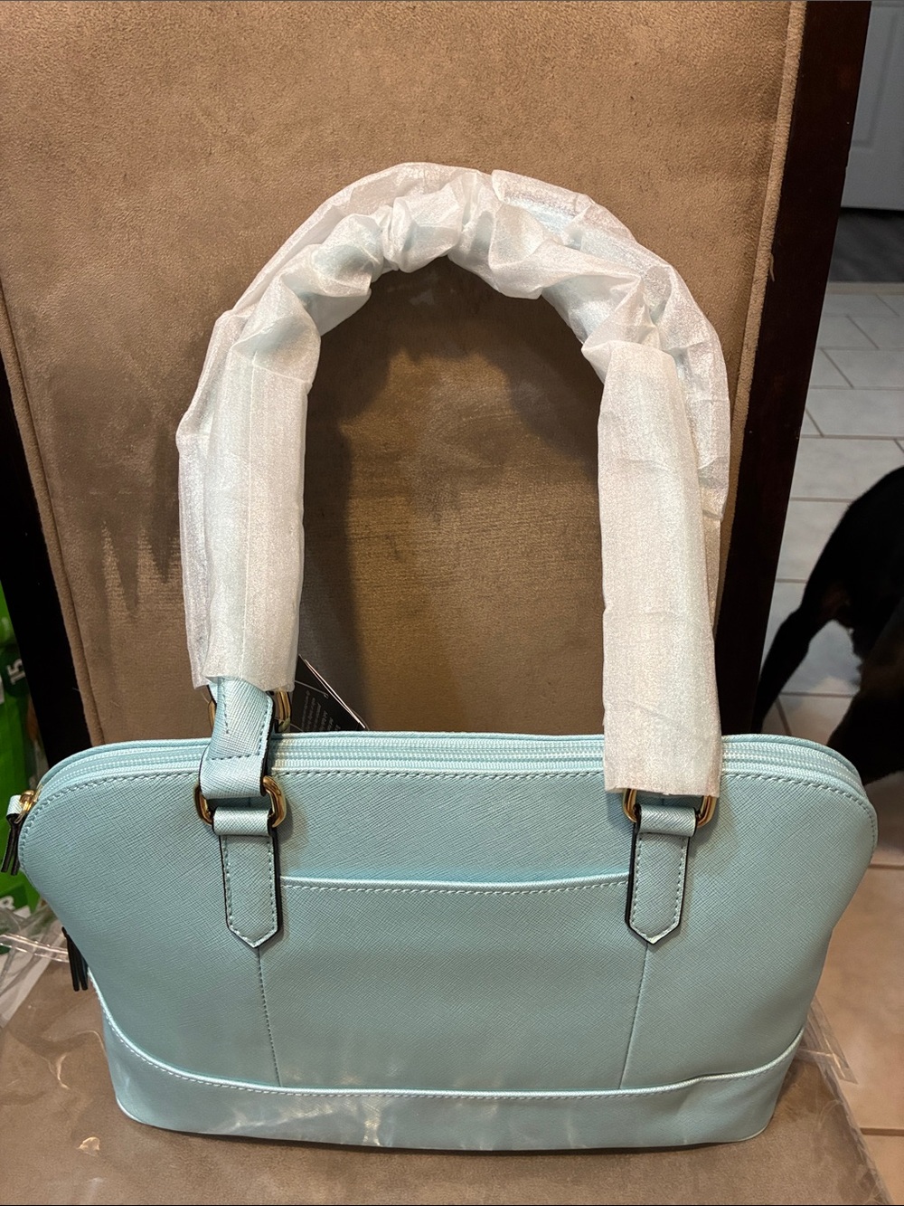 Tignanello🥳HP🥳Powder Blue Leather Purse - Picture 5 of 16